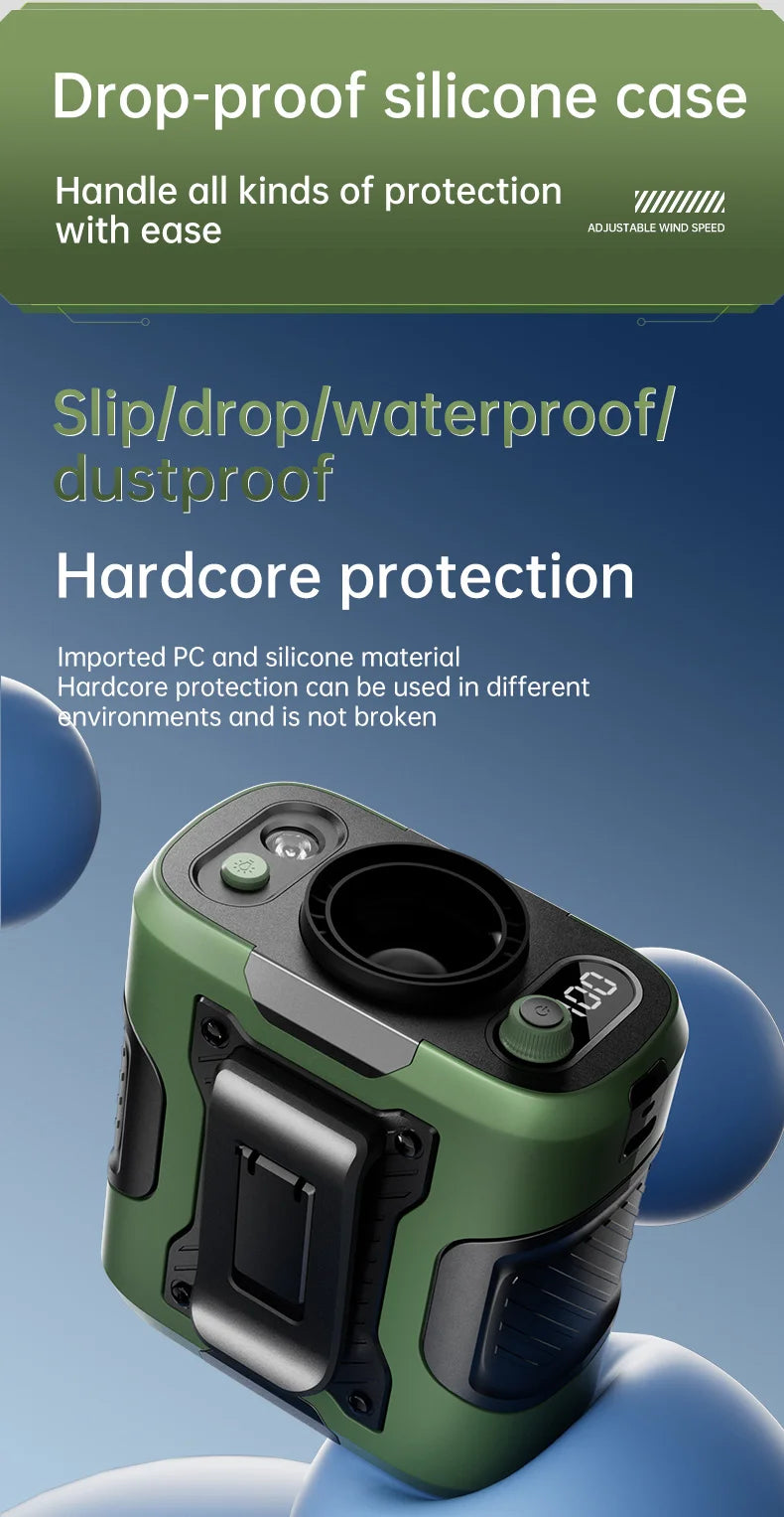 2025 13500RPM High-speed Waist Hanging Electric Fan Portable 6000mAh Power Bank Clip Waist Outdoor Construction Site Small Fan