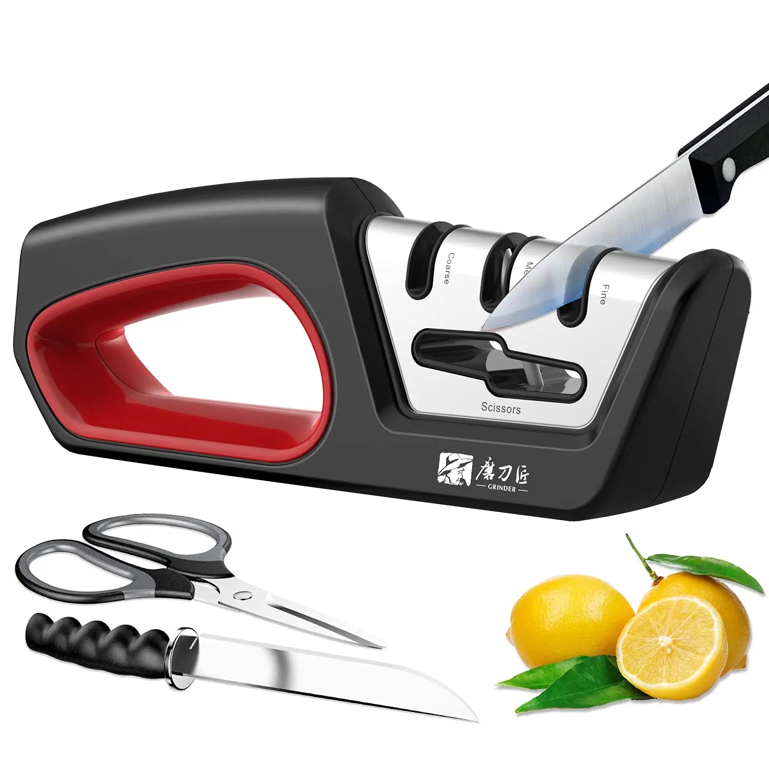 Four in one kitchen sharpener restores serrated blade knives and scissors, diamond tungsten steel ceramics - You Offer