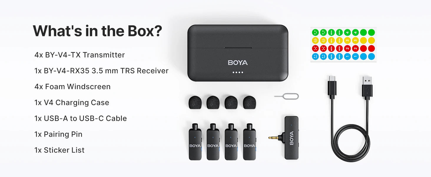 BOYA BY-V4U Wireless Lavalier Lapel Microphone for iPhone Android Phone PC YouTube Video Recording Vlog Live Streaming Interview