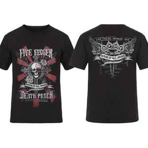 2026 Fashion Men T Shirt Double-sided Biker Skully Black By Five Finger Death Punch T-shirt Graphic Youth Cloth Streetwear S-4XL