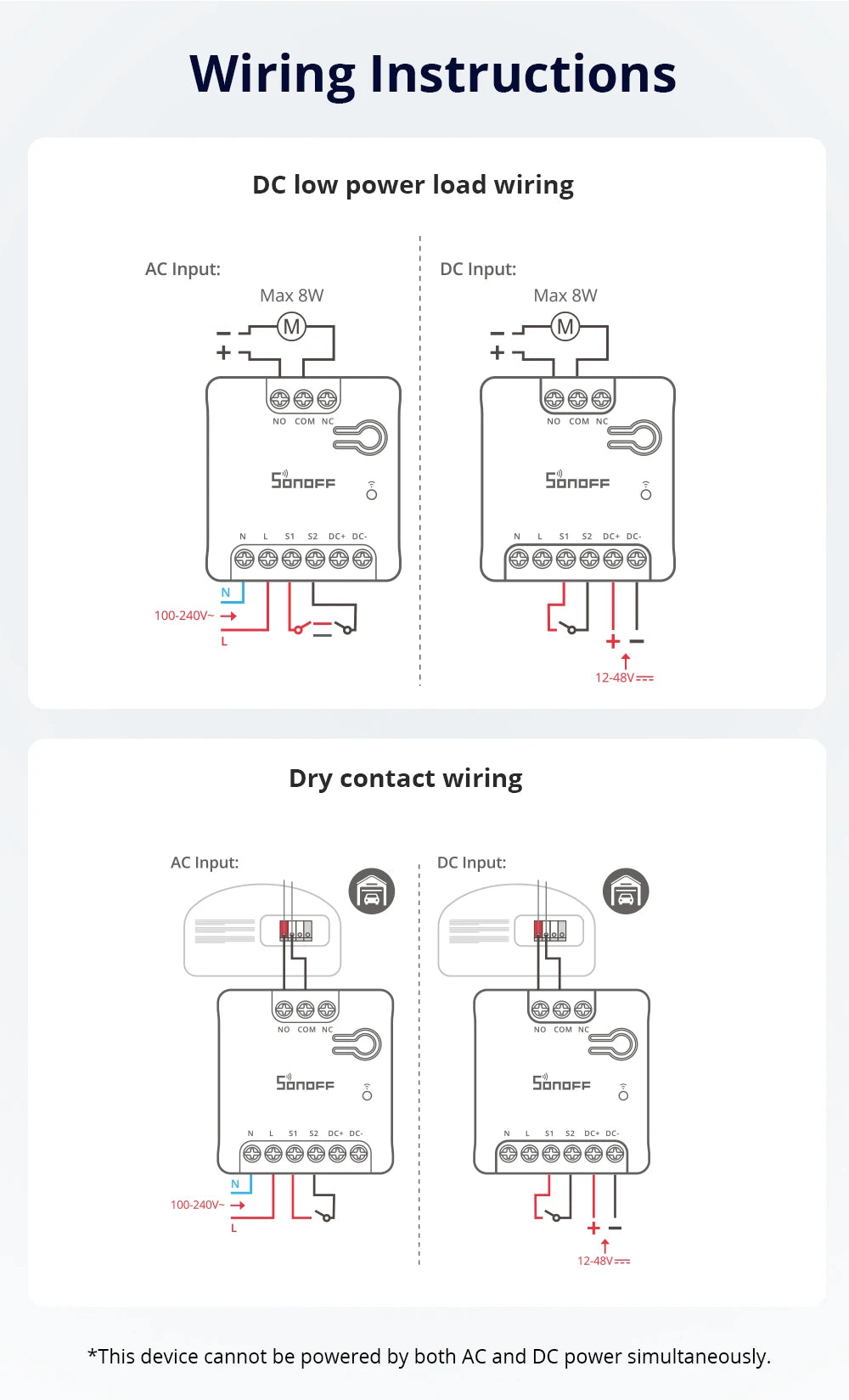 SONOFF MINI-D WiFi Smart Switch Matter Dry Contact Device Supports AC/DC Power Works with eWeLink Apple Home Alexa Google Home