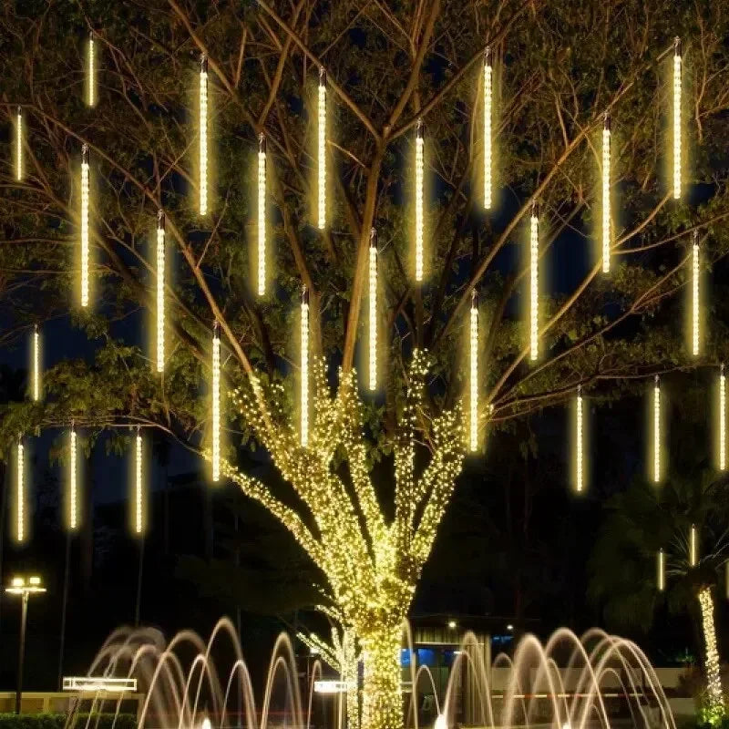 Outdoor LED Meteor Shower Lights Falling Rain Drop Fairy String Light Waterproof for Christmas Party Garden Holiday Decorations
