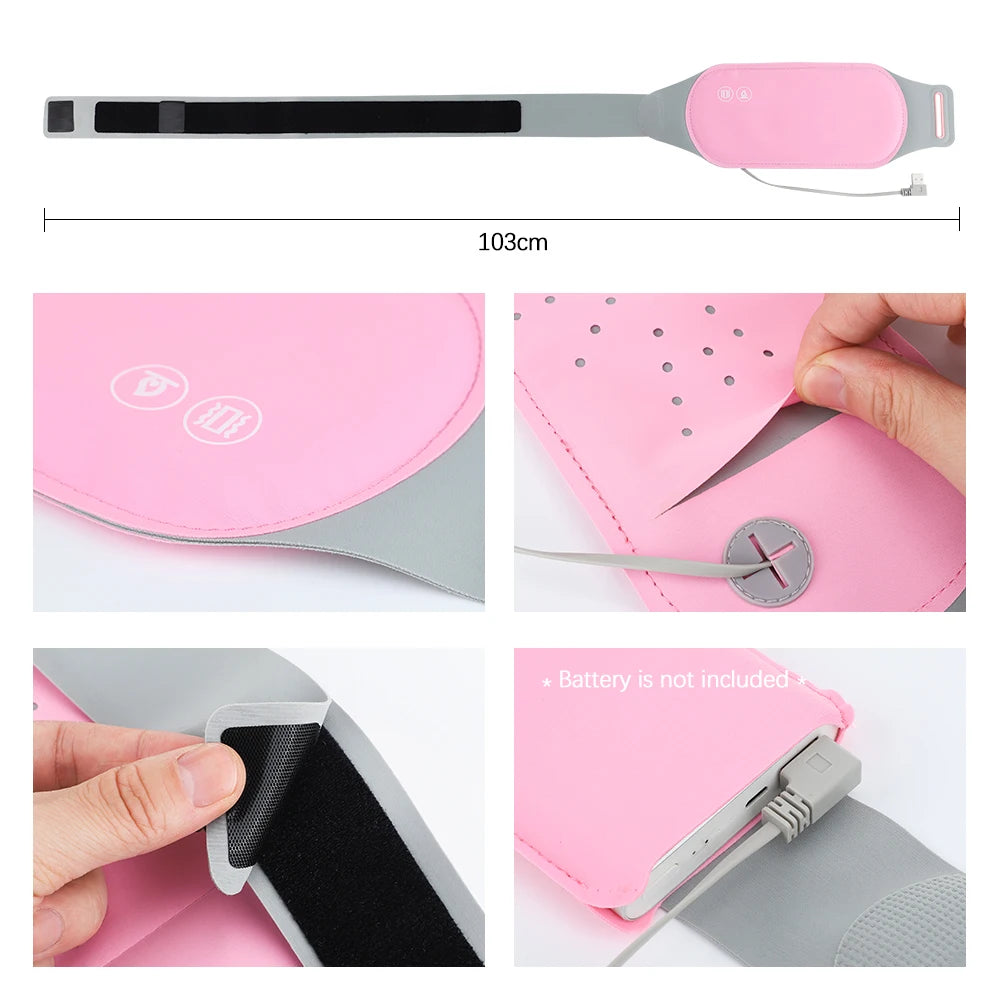 Electric Period Cramp Massager Vibrating Heating Belt for Menstrual Waist Stomach Abdominal Warm Palace Belt - You Offer