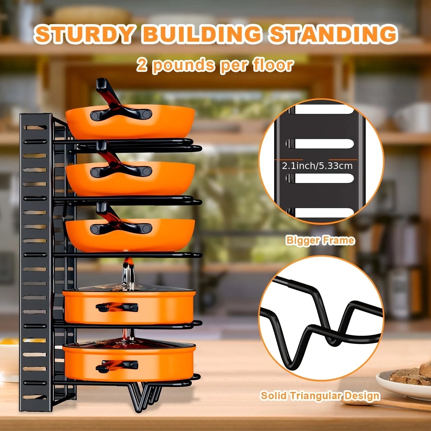 2 Pack Pot Rack, Pot Rack Organizers, Kitchen Organization & Storage Rack, Adjustable Pot Lid Holders & Pan Rack - You Offer