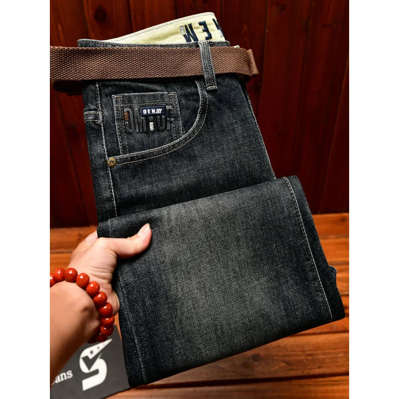 Trendy brand jeans for men in autumn 2025, thick denim, elastic fabric, fashionable street slim fit small leg pants - You Offer