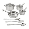 10-Piece Nonstick Stainless Steel Cookware Set for Durability and Style for Everyday Homemaking - You Offer