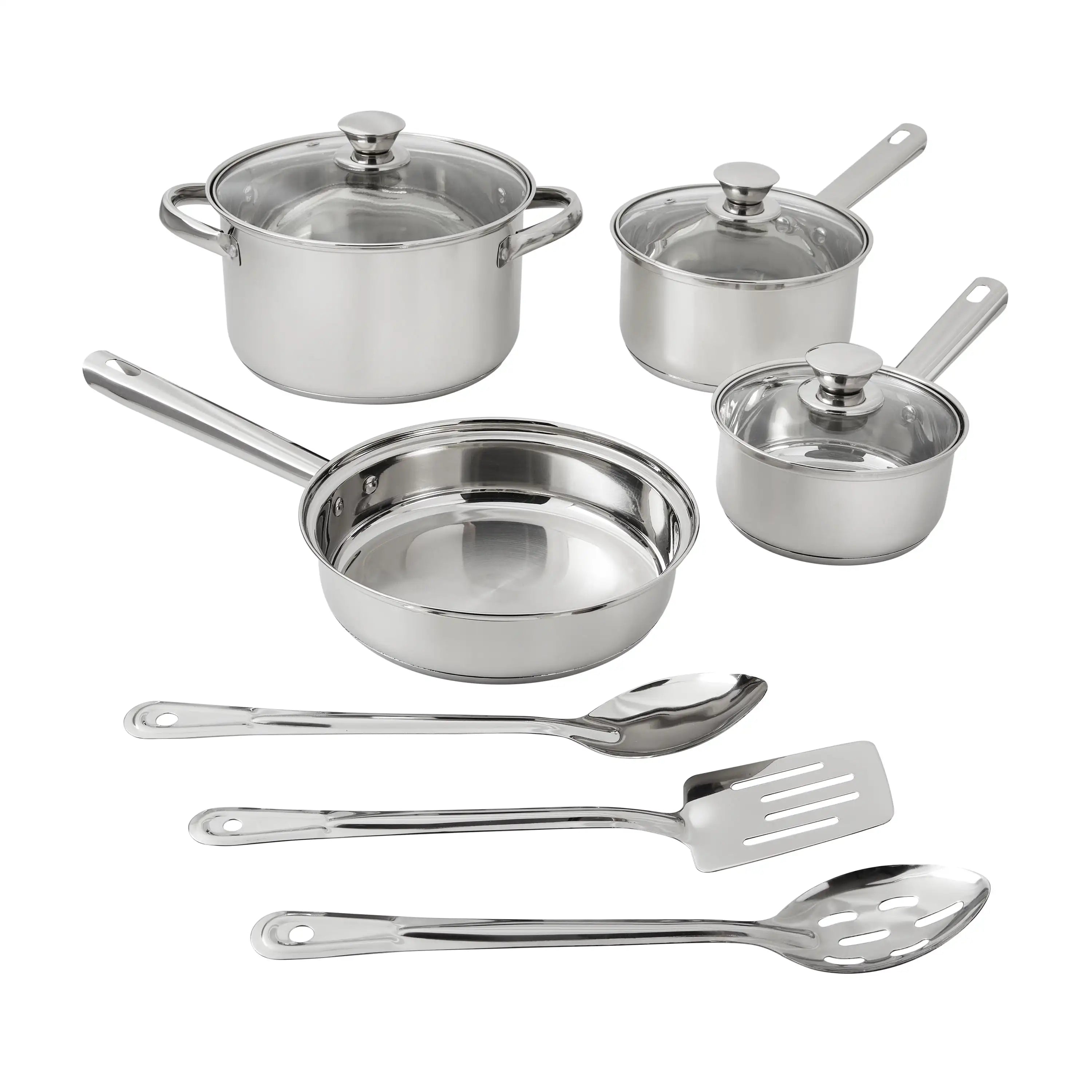 10-Piece Nonstick Stainless Steel Cookware Set for Durability and Style for Everyday Homemaking - You Offer
