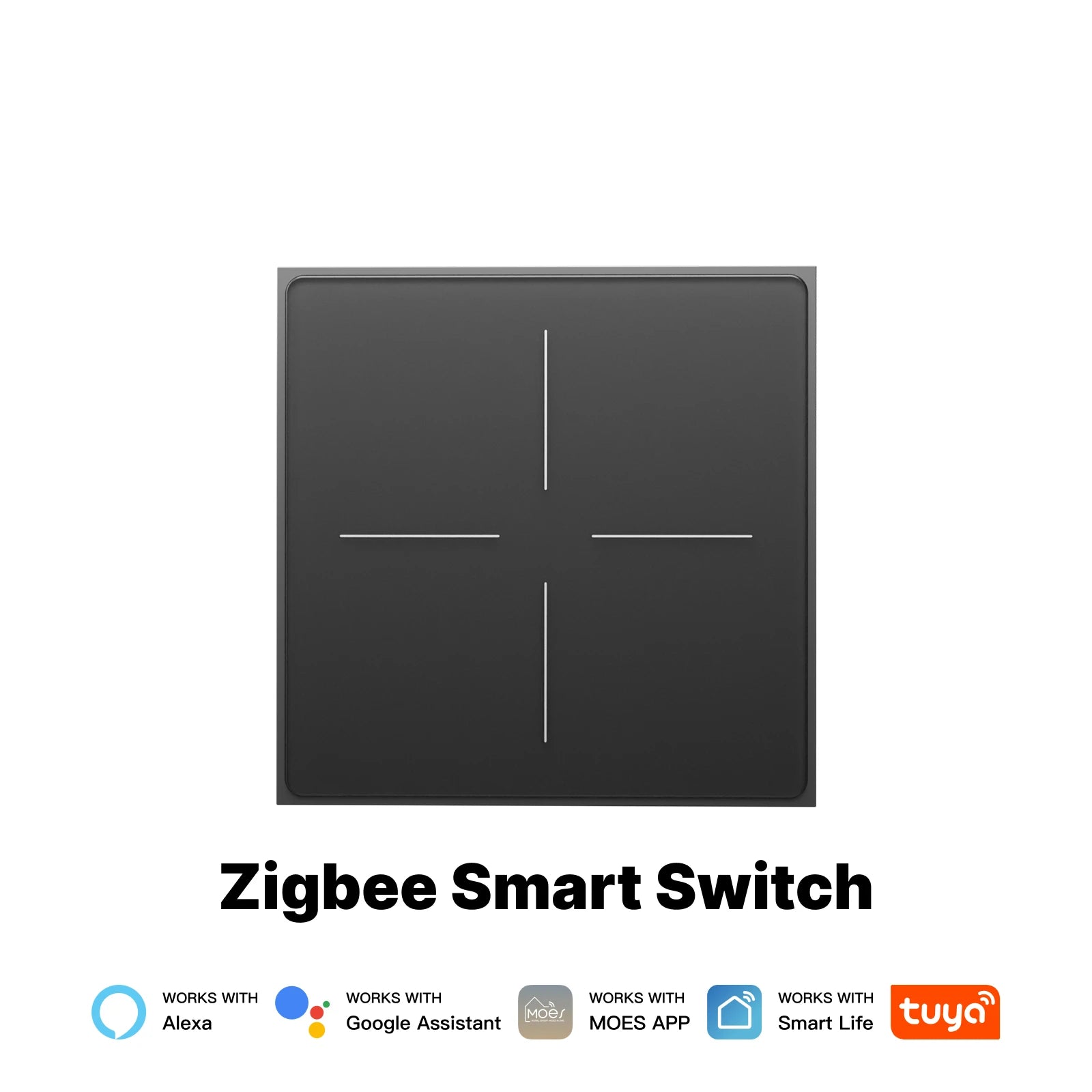 MOES ZigBee Smart Light Switch 2in1 Neutral Wire Required,Tuya APP Control,Compatible with Alexa Google Home,Star Feather Design