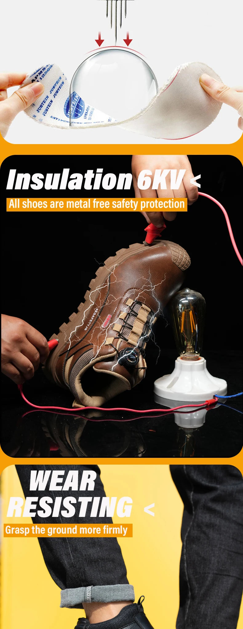 Rotating Button Indestructible Shoes Safety Boots Men Steel Toe work Boots Waterproof Non-slip Puncture-Proof Protective Shoes