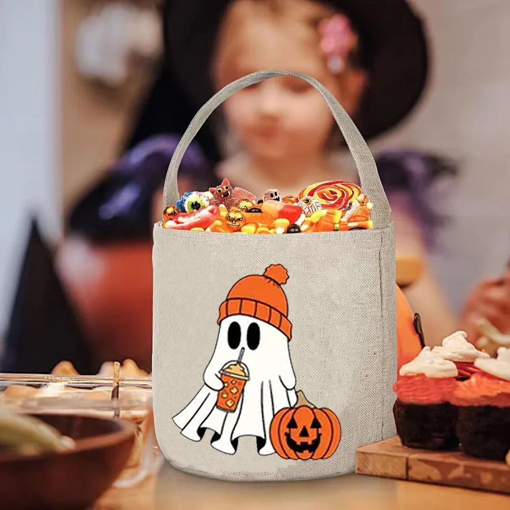 1Pcs Halloween Trick or Treat Bag Horror Season Candy Bucket Fall Holiday Gift for Kids Home Decor Cute Ghost Pumpkin Basket