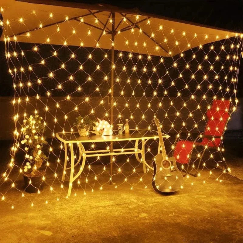 Net LED String Lights 8Modes 220V 110V EU Plug Festival Christmas Decoration Halloween New Year 2026 Wedding Party