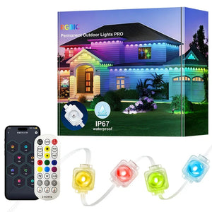 100FT 60 LEDs Permanent Outdoor Lights Smart RGBIC Eaves LED Lights Festival Flashing Lighting Fairy String  Holiday Lighting