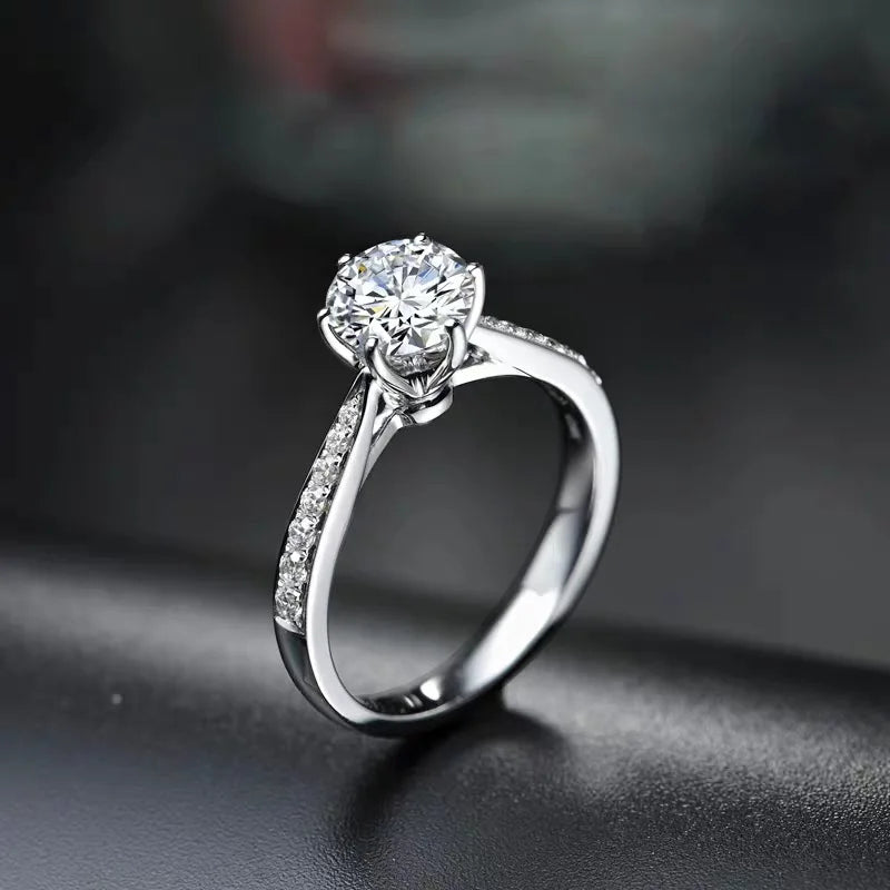 Hot Luxury Crystal 925 Sterling Silver Diamond Ring For Woman Beautiful Moissanite Ring Fashion Noble Wedding Party Jewelry - You Offer