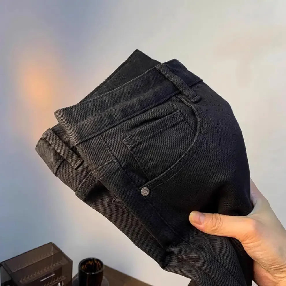 Spring Autumn Men's Elastic Slim Fit Casual Jeans Trendy Loose High End Brand Fashionable Long Trousers Popular Style - You Offer