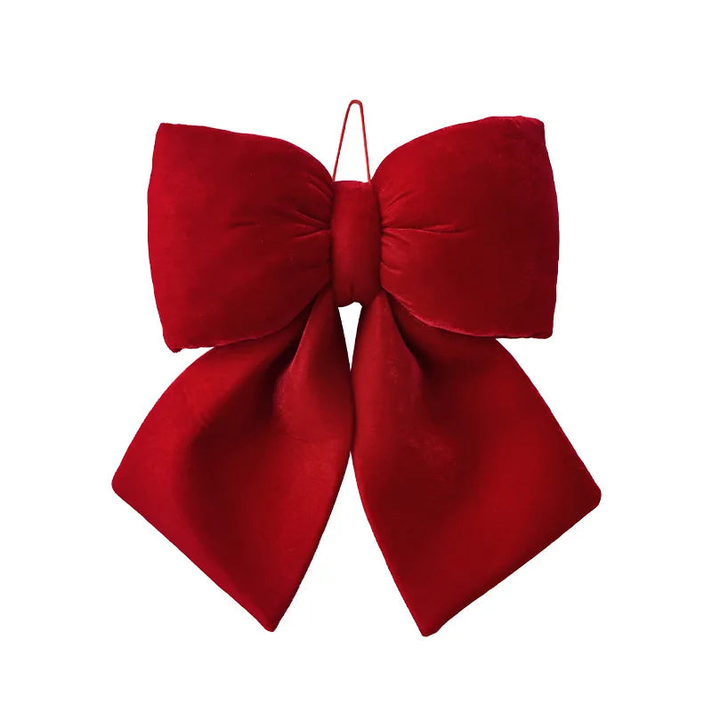 Velvet 3D Christmas Bow Christmas Tree Pendant Christmas Decoration Fence Stair Railing Fireplace Decoration