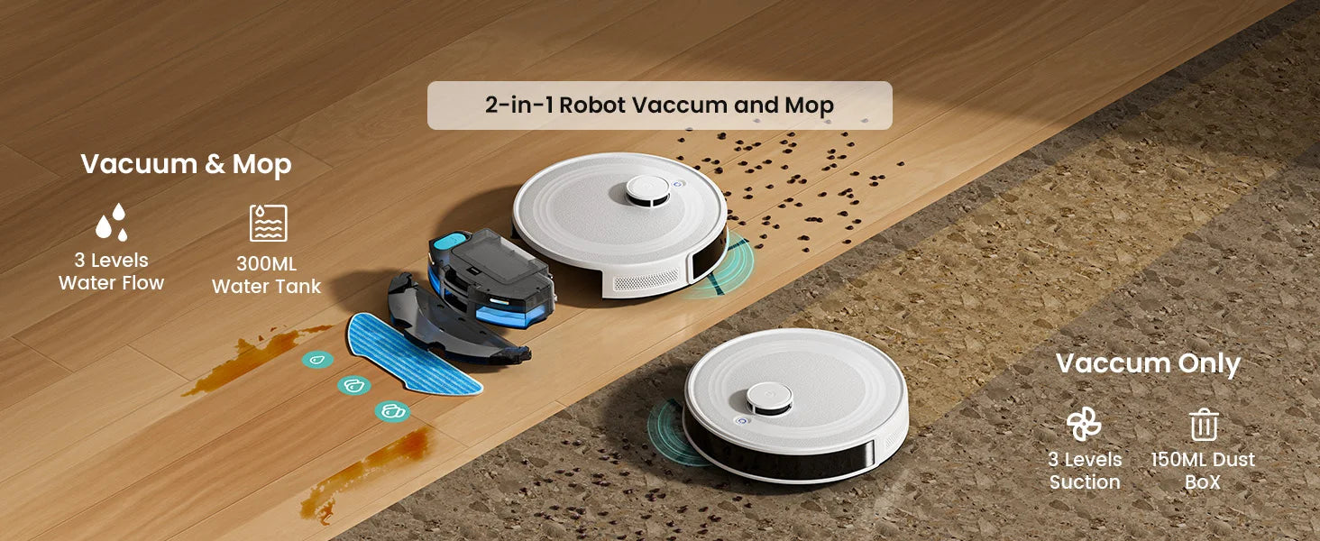 LEFANT M2 5500Pa Powerful Robot Vacuum Cleaner Laser Navigation dToF  Anti-Tangle Selected Area Clean Ideal for Pet Hair Carpets