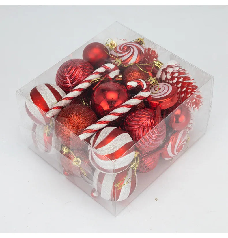 29/40/50pcs Silver Red Special-shaped Christmas Ball Ornaments Christmas Tree Party Decoration Christmas Spheres Pendant New