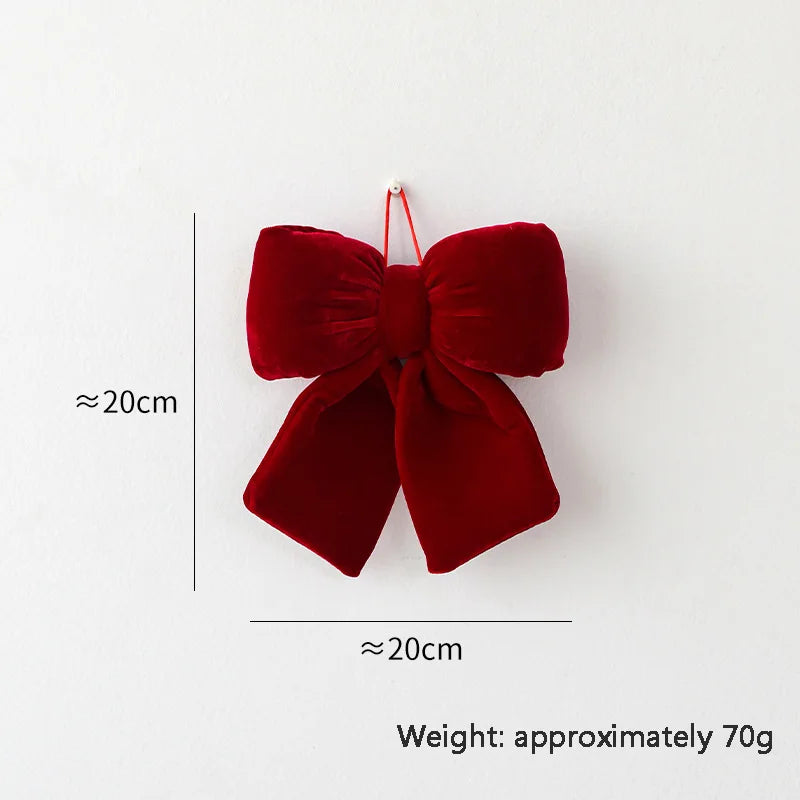 Velvet 3D Christmas Bow Christmas Tree Pendant Christmas Decoration Fence Stair Railing Fireplace Decoration