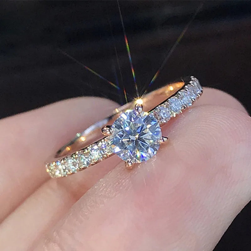 6mm Round Cut CZ Solitaire Engagement Wedding Ring for Women Girl Size 5-11 - You Offer