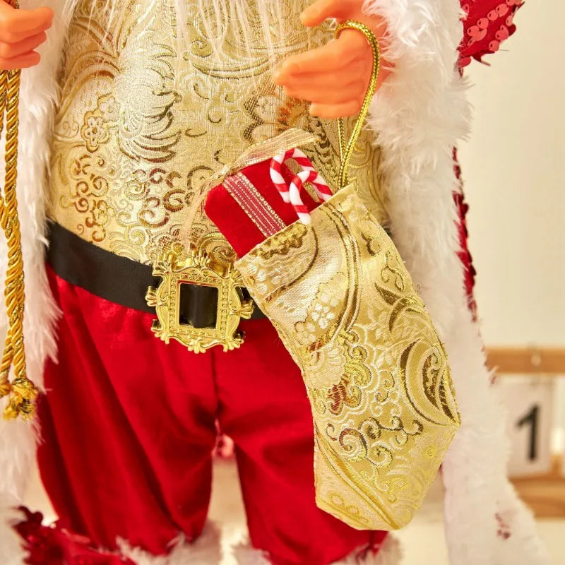60cm Large Santa Claus Merry Christmas Decorations for Home Happy New Year 2023 Fabric Knitting Clothes Doll Window Decor