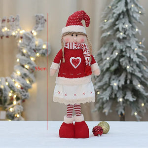 60cm Large Santa Claus Merry Christmas Decorations for Home Happy New Year 2023 Fabric Knitting Clothes Doll Window Decor