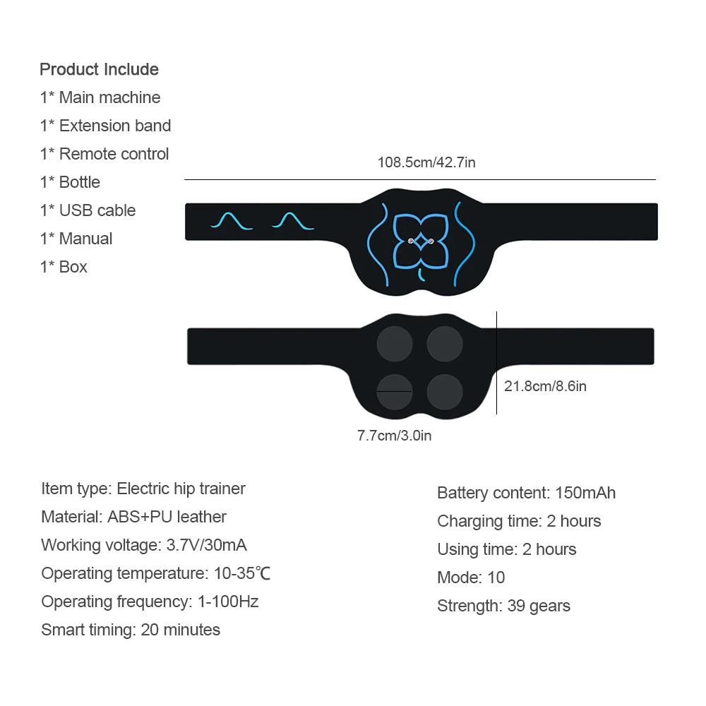 39 Gears Strength EMS Hip Muscle Stimulator Electric Hip Trainer Buttock Muscle Lifting Massage Machine Peach Buttocks Shaping