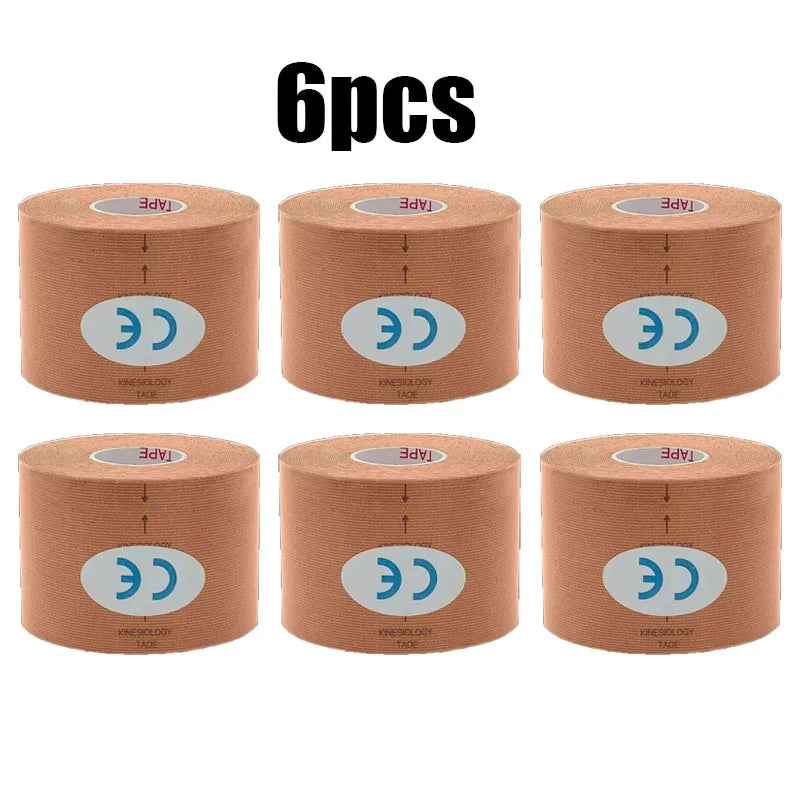 1/6pcs Breathable Cotton Kinesiology Tape Sports Elastic Roll Adhesive Muscle Bandage Knee Elbow Protector Injury Pain Care Tape