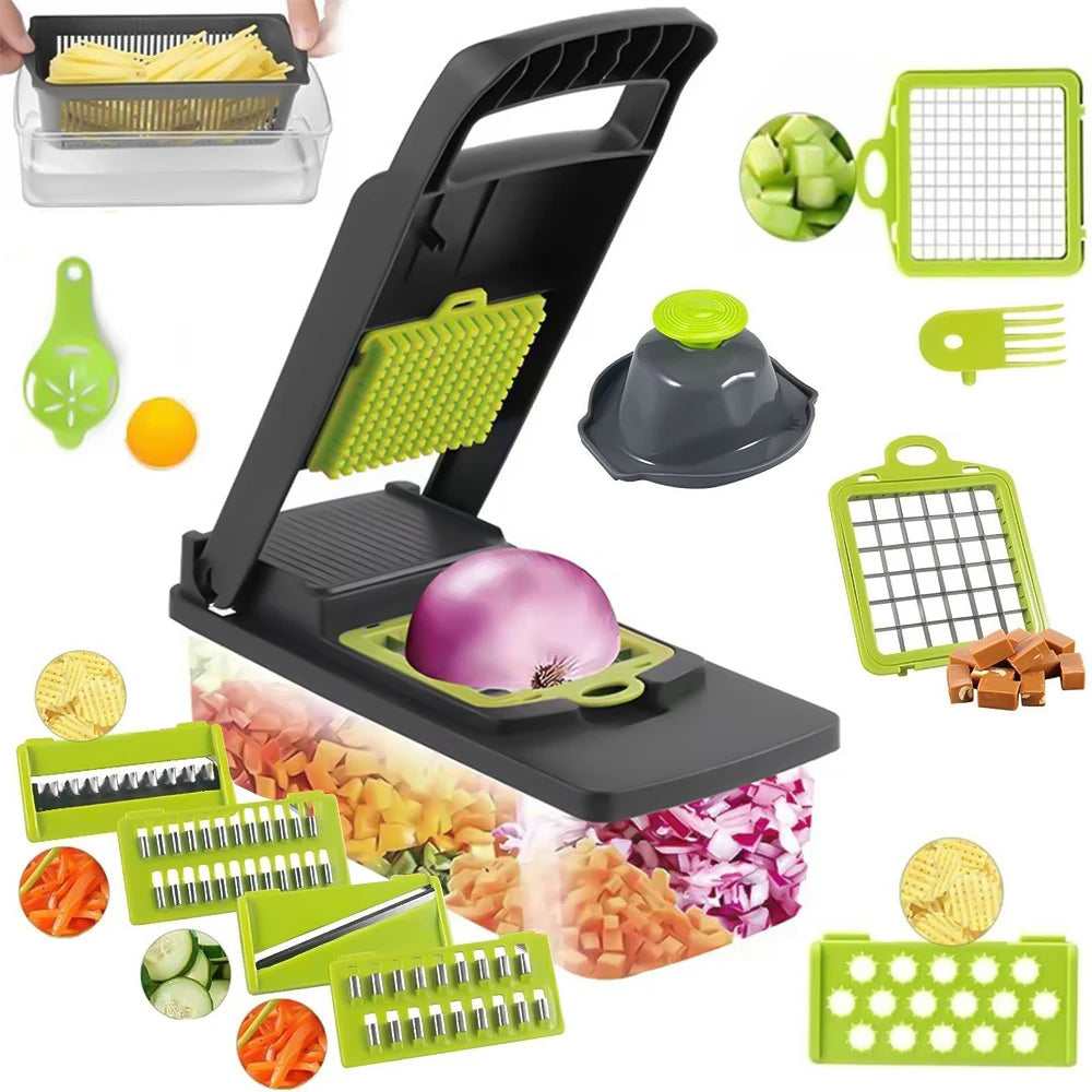 14 in 1 Multifunctional Vegetable Onion Manual Chopper Food Kitchen Potato Cut Shredder Slicer Kitchen Gadget - You Offer
