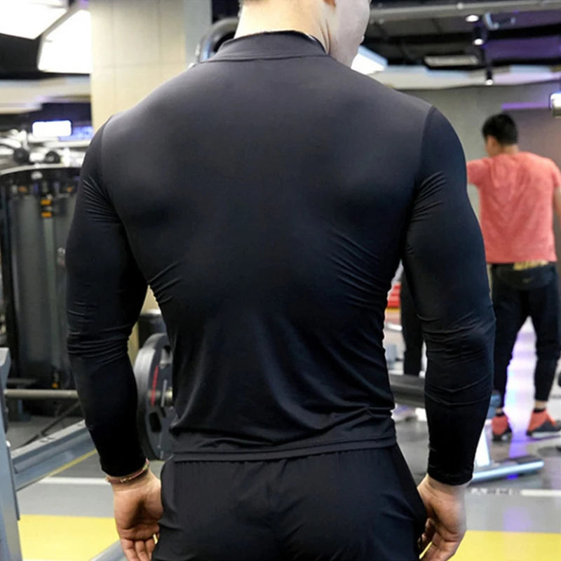 Men Long Sleeve t-Shirt Quick Drying Compression Gym t Shirt Man Oversized Casual Shirts Tops Breathable Blouse Tees Men Clothes