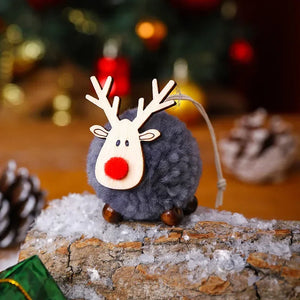 1-10pcs Christmas Felt Elk Hanging Ornaments Cute Reindeer Craft Decorations Xmas Tree Wooden Pendants New Year Party Kids Gifts