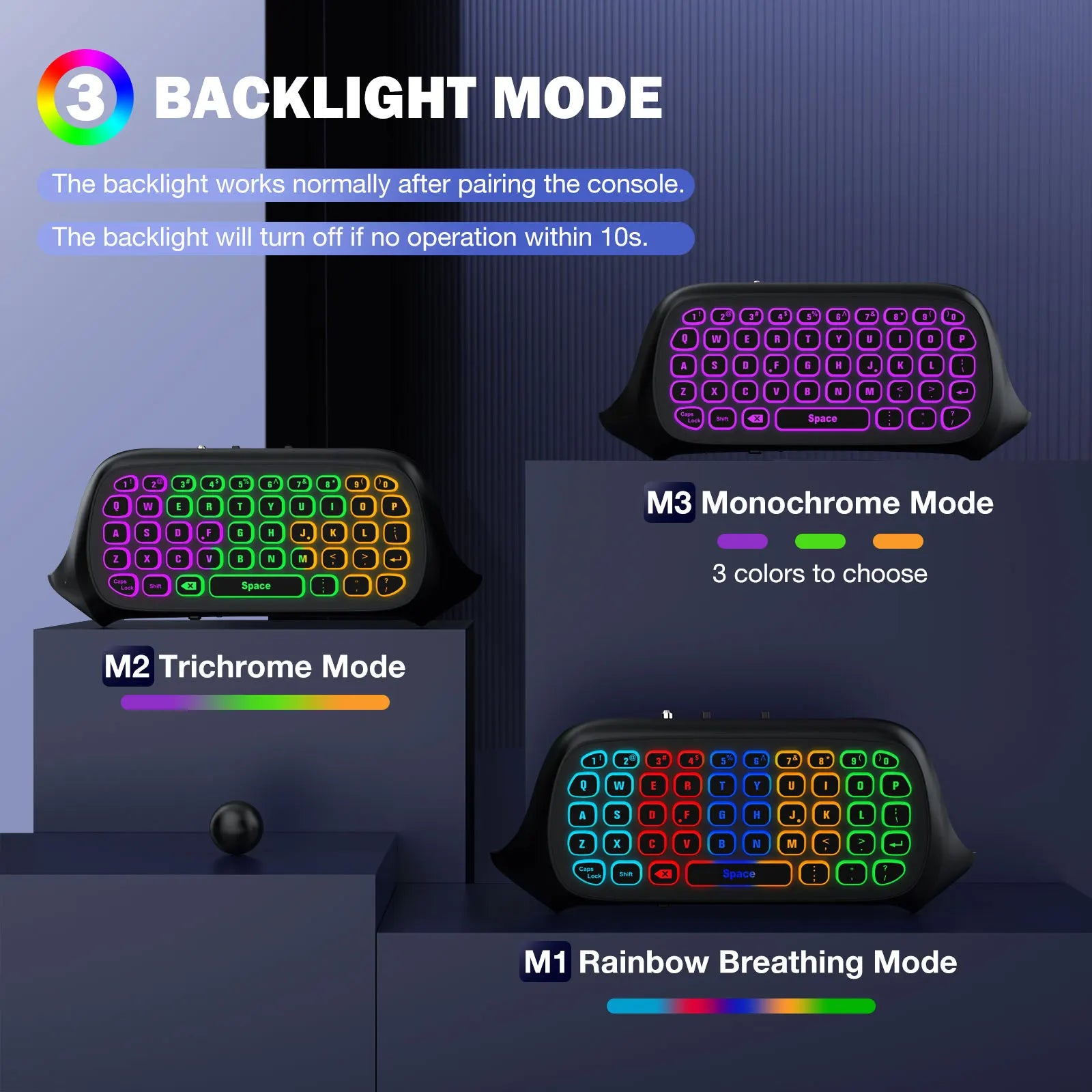 MoKo RGB Backlight Keyboard for Xbox One Controller,Xbox Series X/S,Wireless Chatpad Keypad w/ 2.4G Receiver, Xbox Accessories