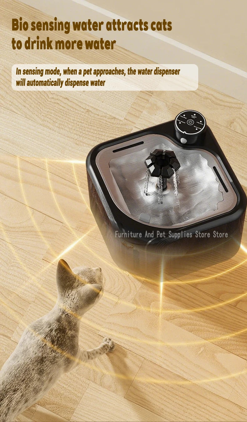 Wireless Automatic Cat Water Fountain 3600mAh 2800ML Pet Water Dispenser For Dog Cat Infrared Sensor Smart Pet Drinkier Fountain