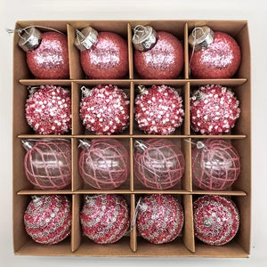 16pcs/set New Style Christmas Ball Set Glitter Deco Ball with Round Shapes for Christmas Tree Hanging Ornaments Plastic Material