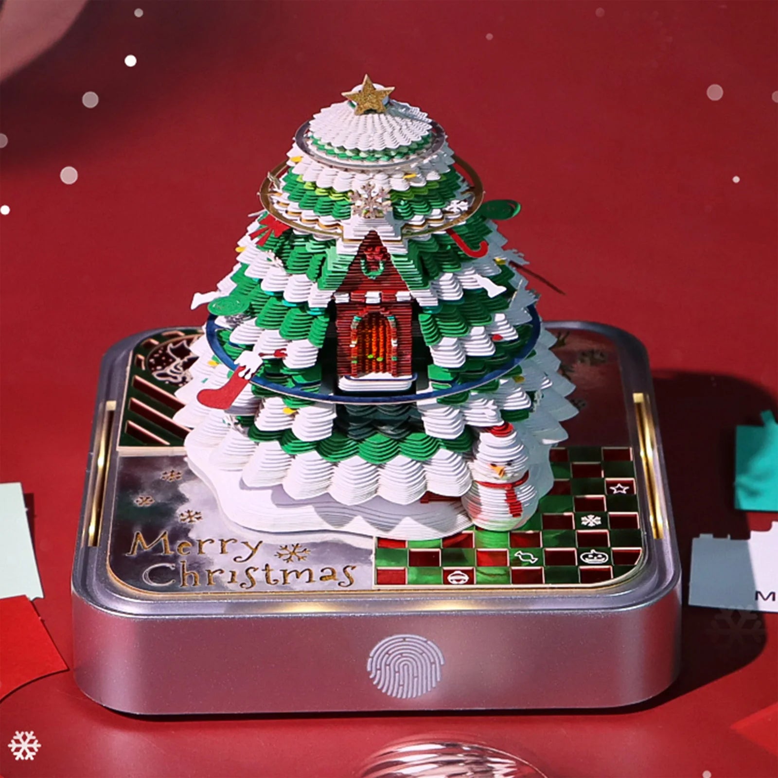 Desk Time Piece Calendar 2026 Desk Calendar With Light 3D Tear-away Calendar Paper Carving Art Memo Pad Notepad Christmas