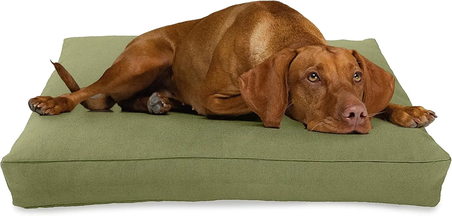 X-Large - 48 x 30 x 5 Premium Organic Hemp Dog Bed Organic Latex Fill - Removeable Cover