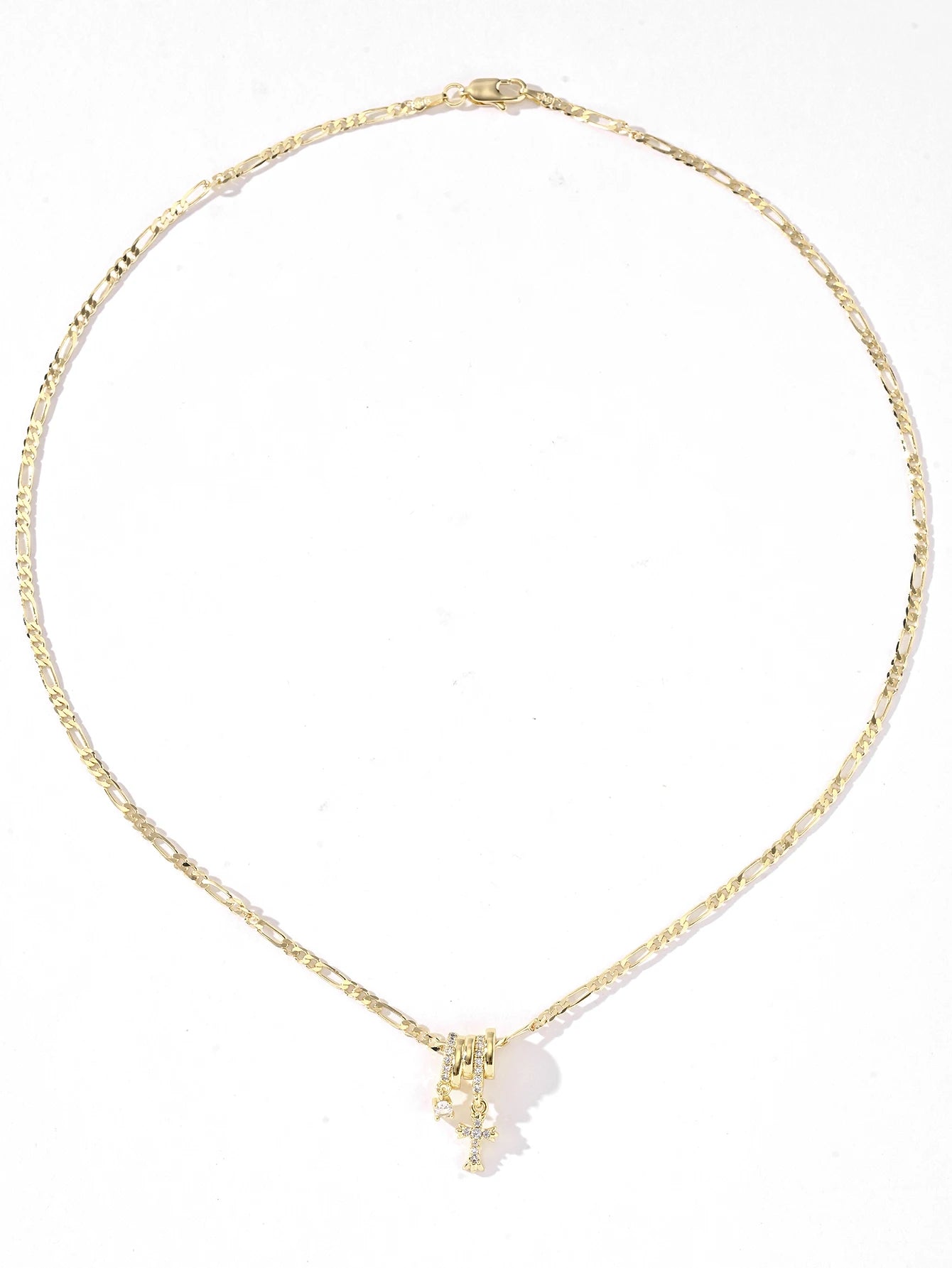 FanSibao Light Luxury Five Rings Zircon Cross Star Pendant Necklace, Women's Personality Simple and Elegant Special Jewelry Gift - You Offer