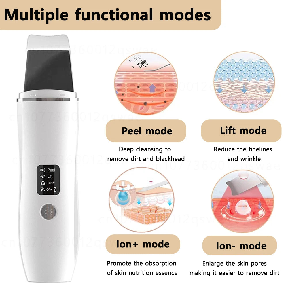Ultrasonic Skin Scrubber Facial Deep Cleansing Blackhead Remove Ultrasonic Cleansing Cavitation Peeling Shovel Skin Scrubber