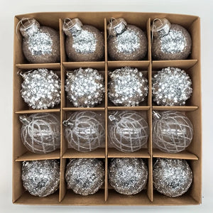 16pcs/set New Style Christmas Ball Set Glitter Deco Ball with Round Shapes for Christmas Tree Hanging Ornaments Plastic Material