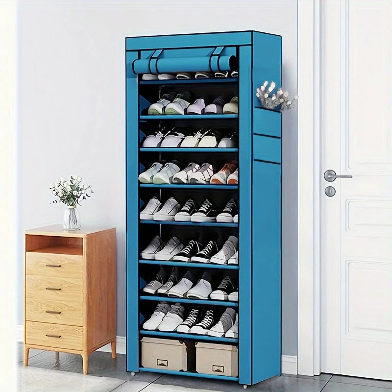 10-Layer Sturdy Shoe Rack - Holds 18-22 Pairs, Dustproof, Adjustable, Space-Saving, Bedroom/Entrance