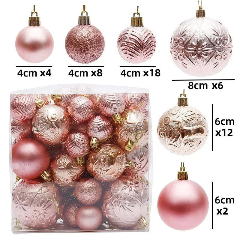 29/40/50pcs Silver Red Special-shaped Christmas Ball Ornaments Christmas Tree Party Decoration Christmas Spheres Pendant New