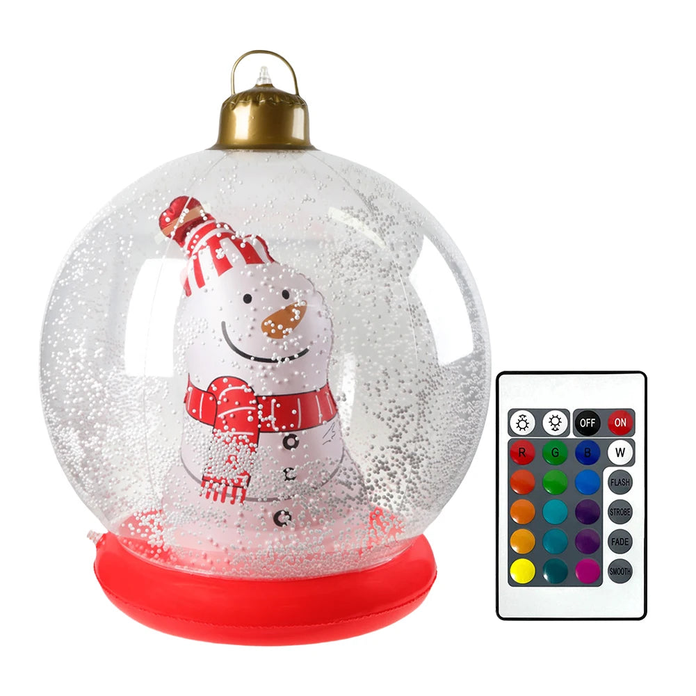 60cm Giant Inflatable Christmas Ball with Lights Remote Control Giant Luminous Inflatable Christmas Ball Outdoor Christmas Decor