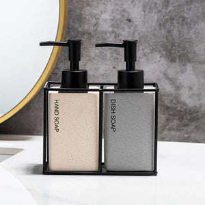330ml Bathroom Soap 2pcs Ceramics Dispensers Refillable Holder Portable Travel Dispenser Liquid Soap Dispenser Bath Pump Bottle