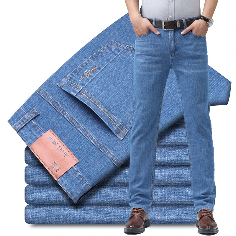 Men's Denim Jeans Thin Summer Straight Business Soft Fashion New High Quality Pants New Arrivals Dropship OL Work Trousers - You Offer