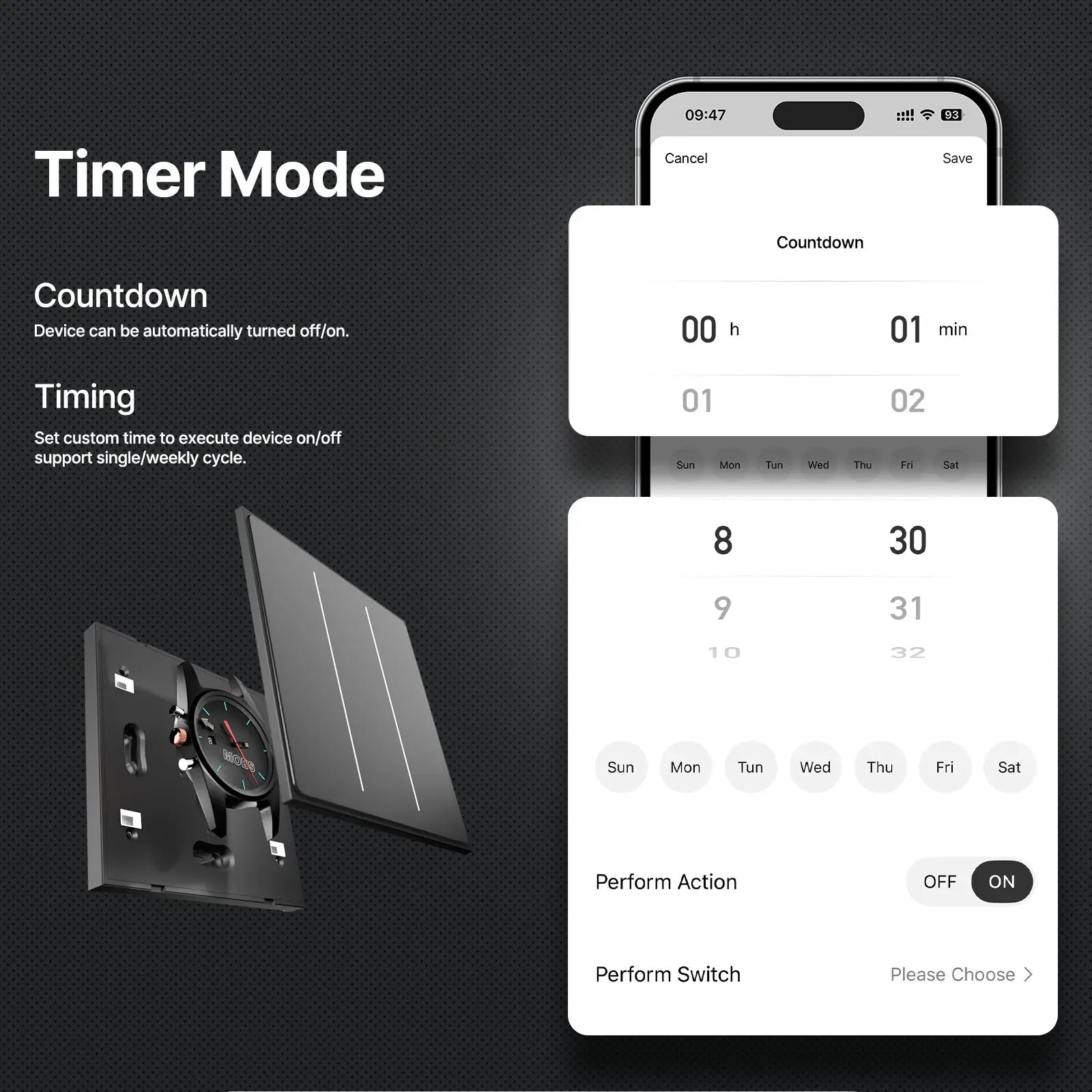 MOES ZigBee Smart Light Switch 2in1 Neutral Wire Required,Tuya APP Control,Compatible with Alexa Google Home,Star Feather Design