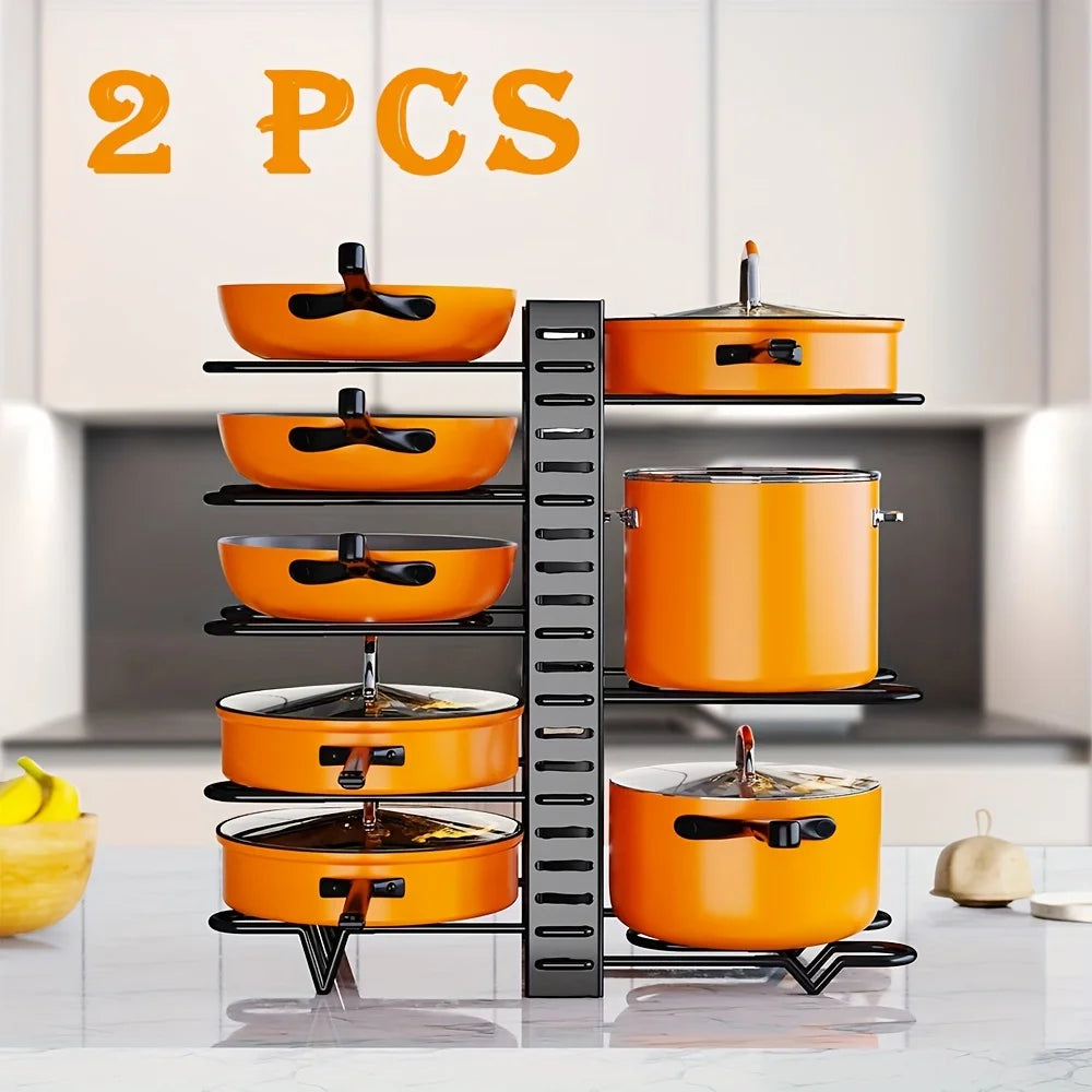 2 Pack Pot Rack, Pot Rack Organizers, Kitchen Organization & Storage Rack, Adjustable Pot Lid Holders & Pan Rack - You Offer