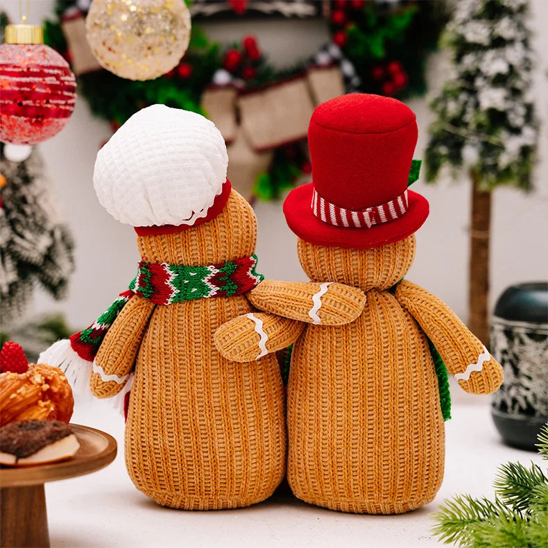 3pc Christmas Decorations Gingerbread Man Doll Ornaments Family Of Three Holiday Gifts Home Decoration Window Desktop Ornaments