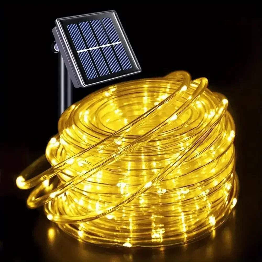 Christmas Party Fairy Lights Solar Powered Waterproof Rope String Outdoor with 8 Modes for Tree Patio Yard Garden Decoration