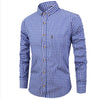 American size 100% cotton men's long sleeve shirt plaid non-ironing casual high quality breathable plus size slim fit