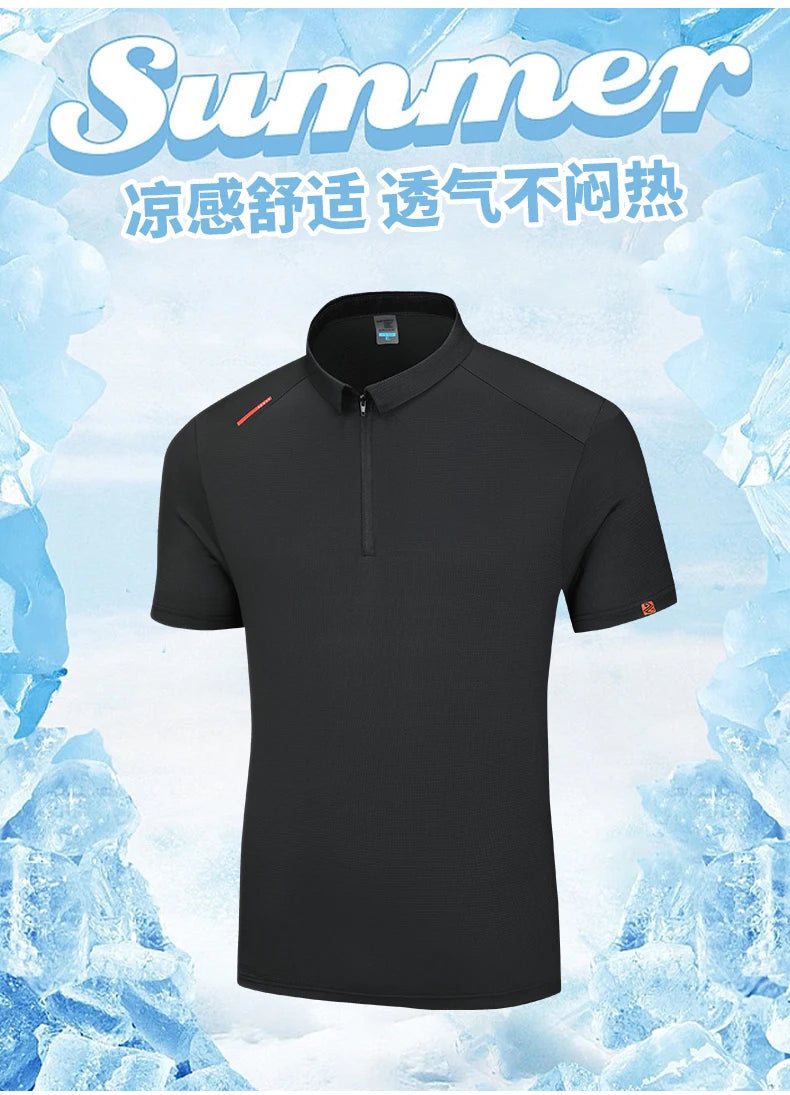 【 S-9XL 】 Large men's POLO shirt with flip collar, ice silk breathable short sleeved T-shirt, quick drying business men's clothi