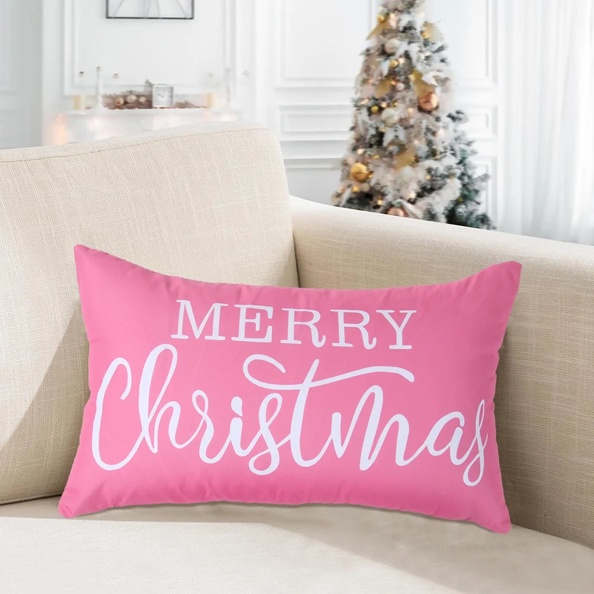 Christmas Lumbar Pillow Christmas Decoration for Home 2025 Pendant Xmas Lumbar Pillow Cover Ornament Navidad Natal New Year Gift